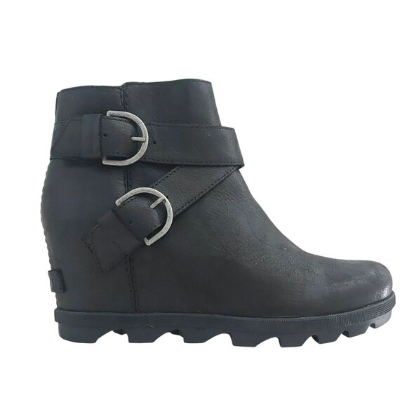Sorel Black Waterproof Leather Boots 8.5 Joan of Arctic Wedge II Edgy Streetwear - Picture 15 of 15